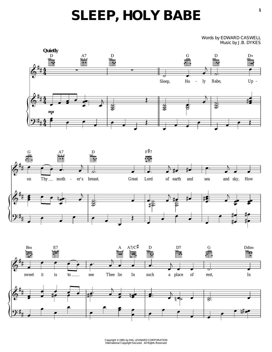 Sleep, Holy Babe Piano, Vocal, Guitar scores gallery preview page 1