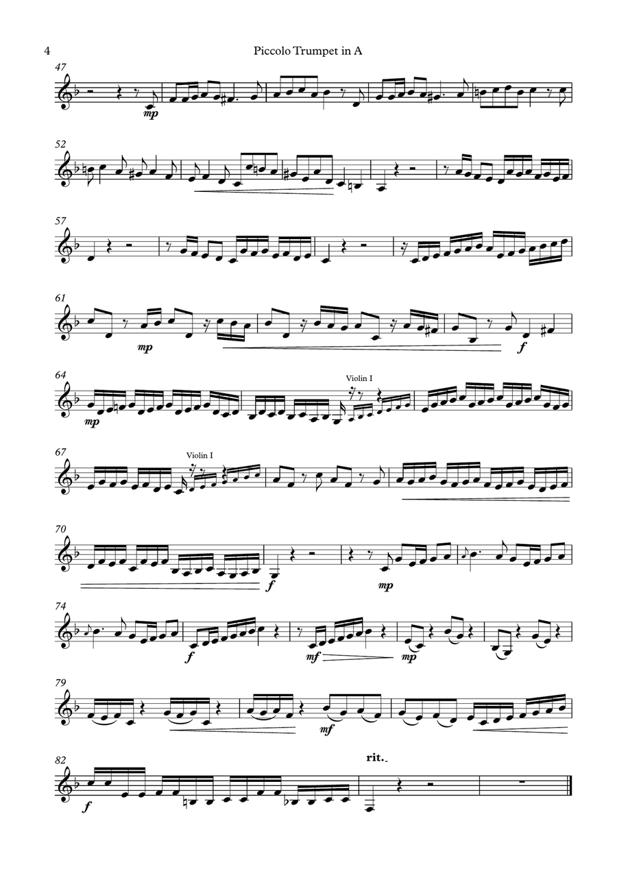 Stolzel Concerto in D major (HauH 5.3). Trumpet solo parts. C Trumpet scores gallery preview page 4
