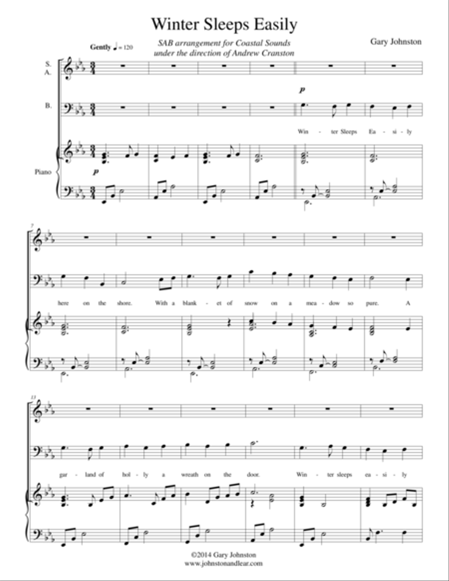 Winter Sleeps Easily - SAB 3-Part scores gallery preview page 1
