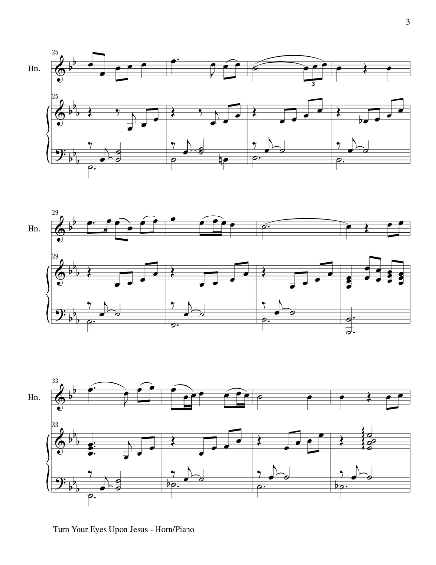 TURN YOUR EYES UPON JESUS (Horn Piano and Horn Part) Piano scores gallery preview page 3