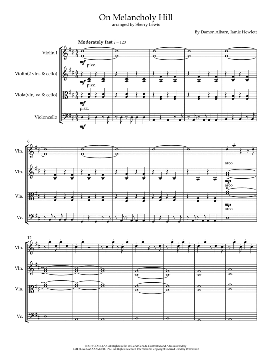 On Melancholy Hill String Trio scores gallery preview page 1