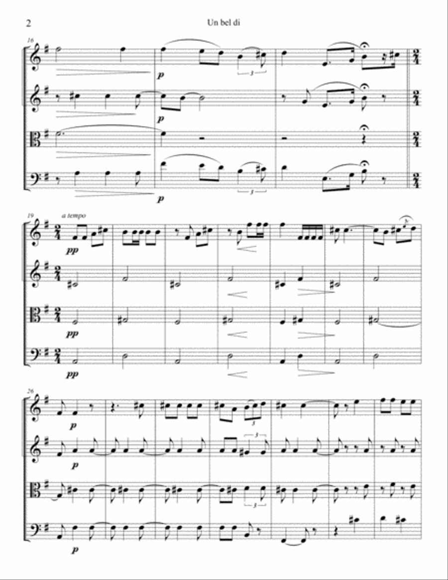 Un bel di, vedremo Un bel di, vedremo String Quartet scores gallery preview page 3