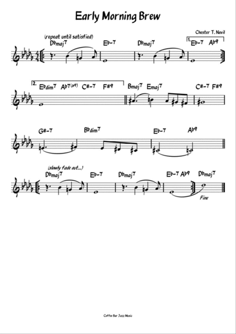 Café Jazz Music with Relaxing Piano; Complete Concert-pitch Lead Sheets Piano scores gallery preview page 4