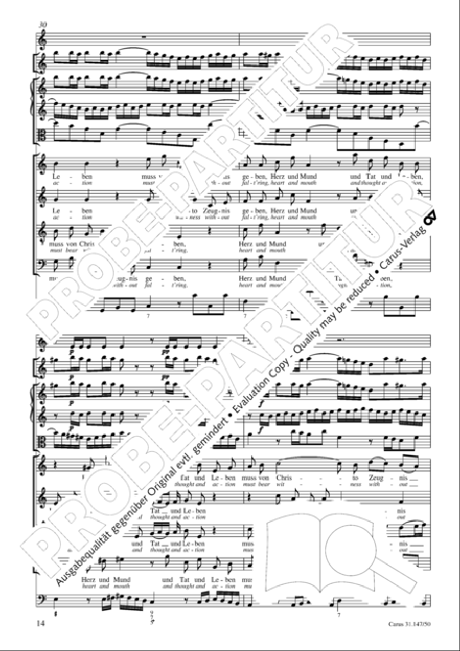 Heart and mouth and thought and action (Herz und Mund und Tat und Leben) (Herz und Mund und Tat und Leben) 4-Part scores gallery preview page 15