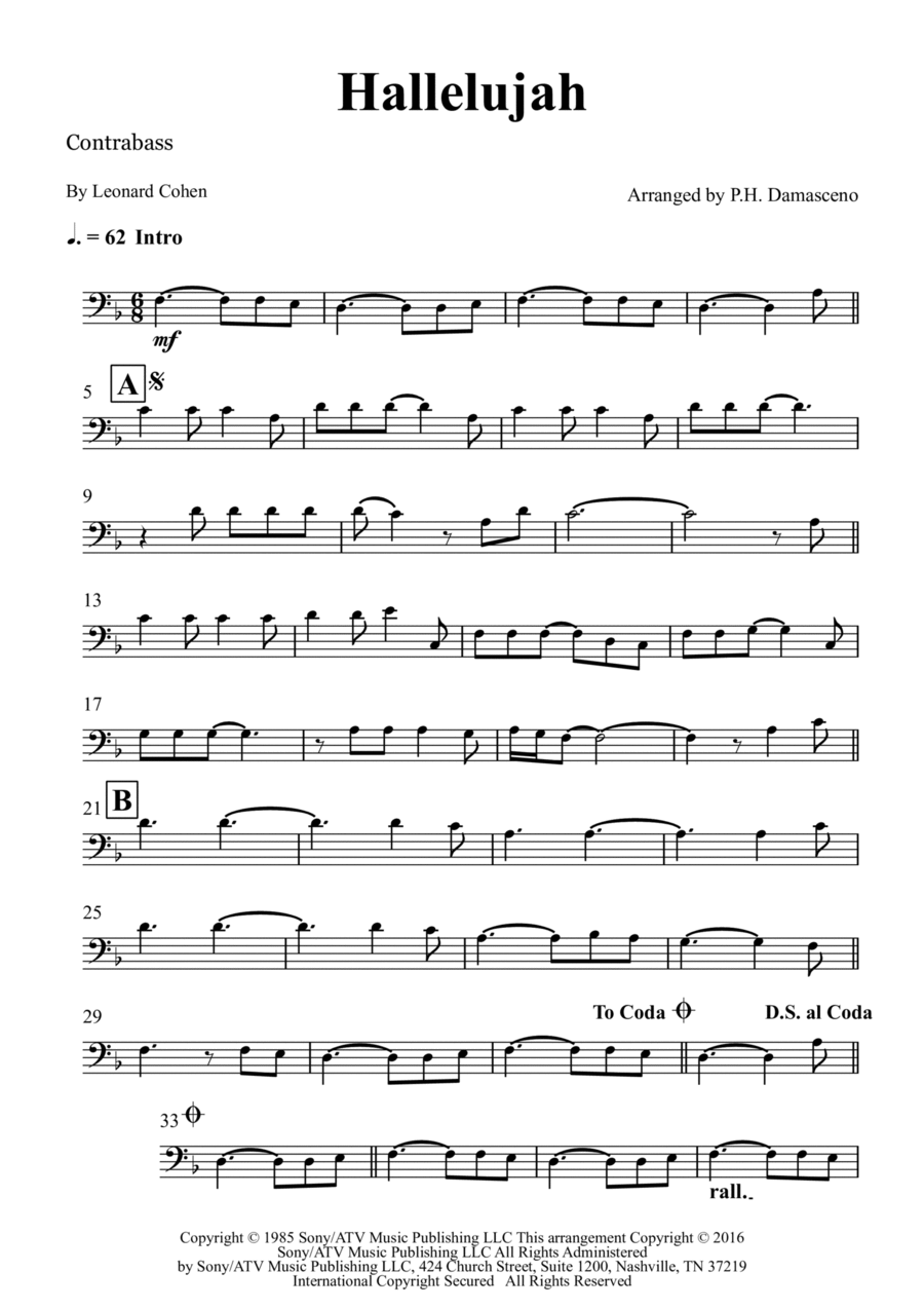 Hallelujah Hallelujah Double Bass scores gallery preview page 1