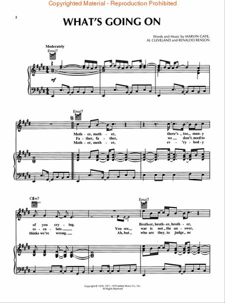 What's Going On Piano, Vocal, Guitar scores gallery preview page 2