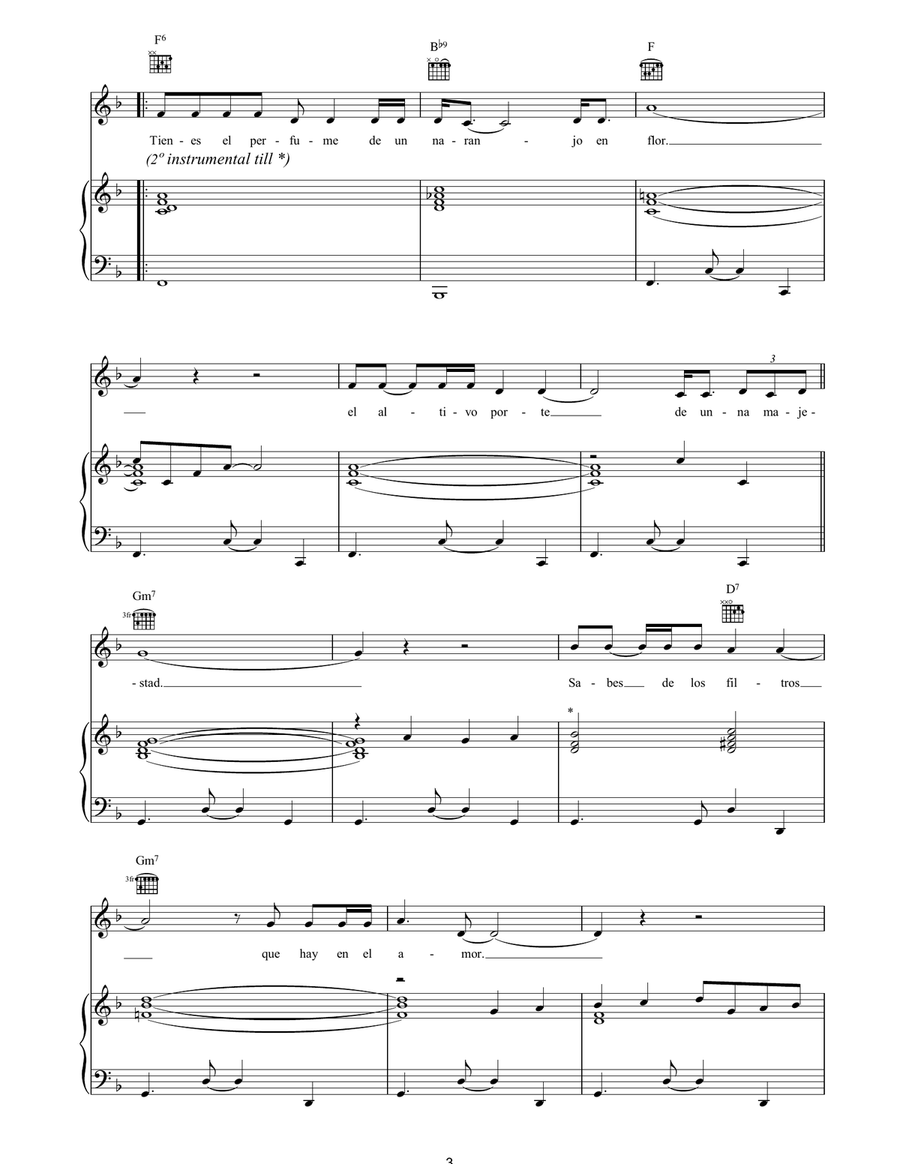 Mujer Piano, Vocal, Guitar scores gallery preview page 3