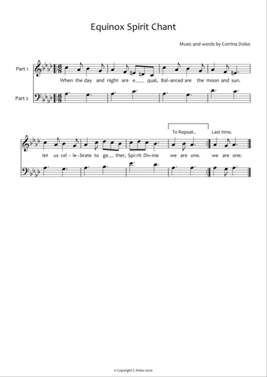 Equinox Spirit Chant Equinox Spirit Chant Choir scores gallery preview page 1