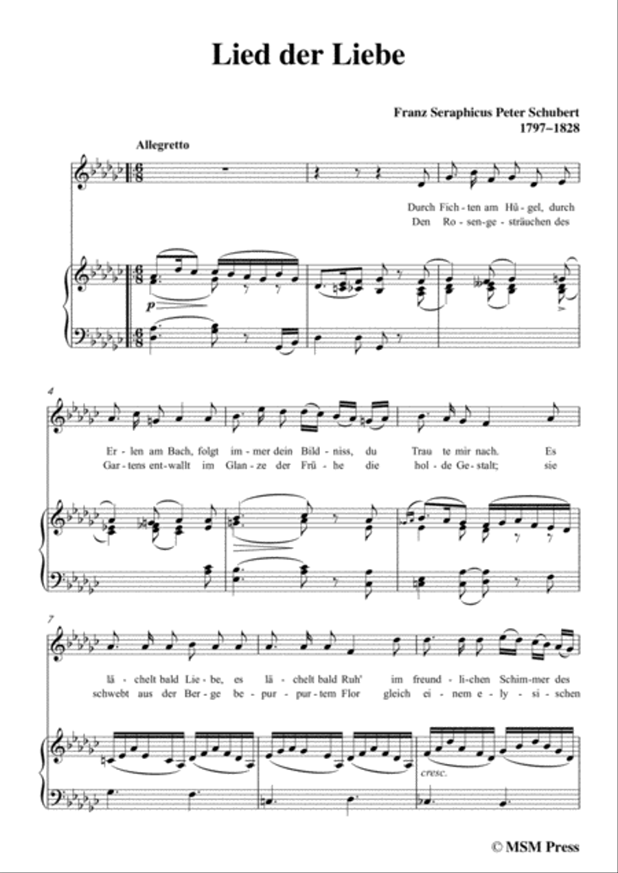 Schubert-Lied der Liebe,in G flat Major,for Voice and Piano Voice Solo scores gallery preview page 3