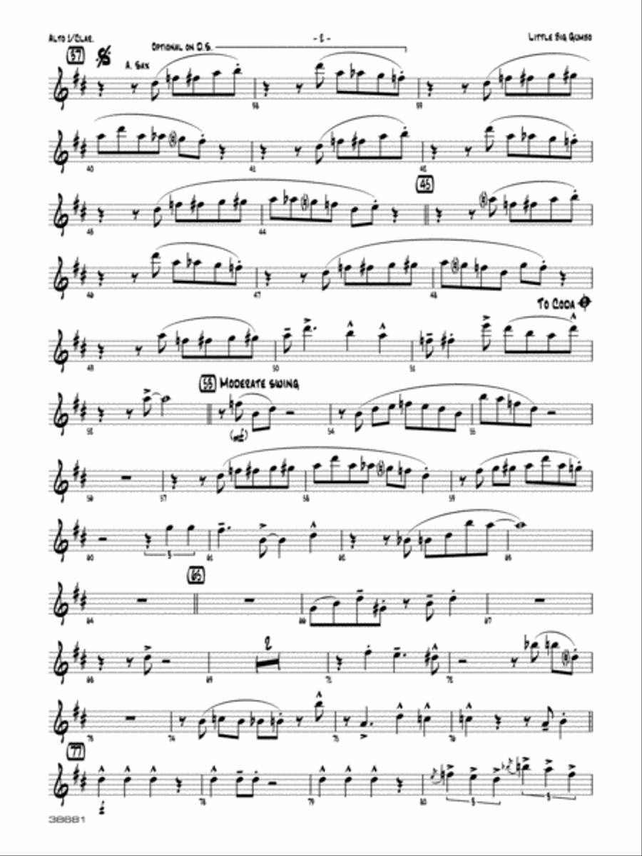 Little Big Gumbo: 1st B-flat Clarinet Jazz Ensemble scores gallery preview page 2