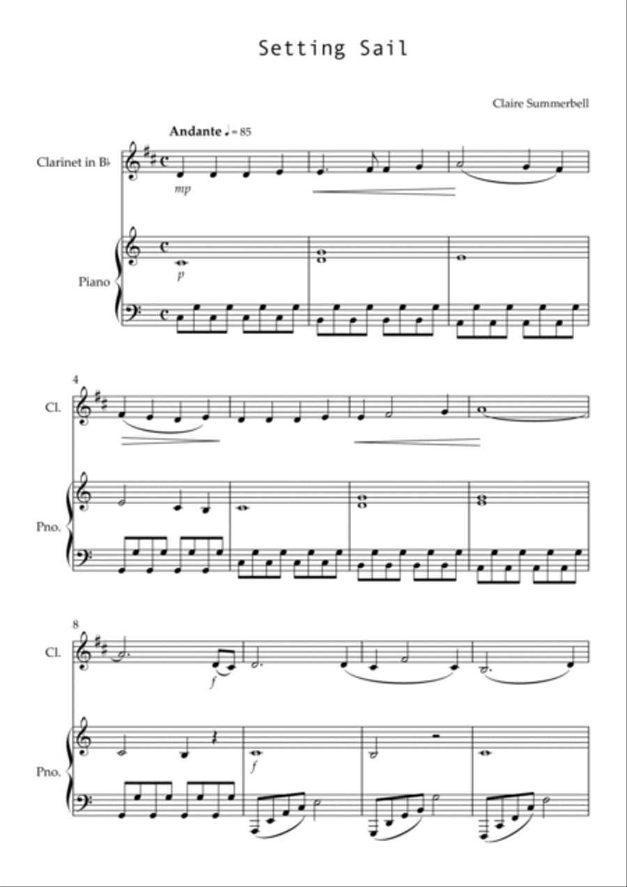 Setting Sail (Clarinet and Piano) Clarinet Solo scores gallery preview page 2