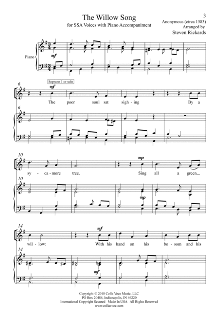The Willow Song SSA scores gallery preview page 2