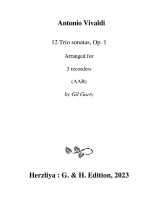12 Trio sonatas Op.1 (Arrangements for 3 recorders (AAB))