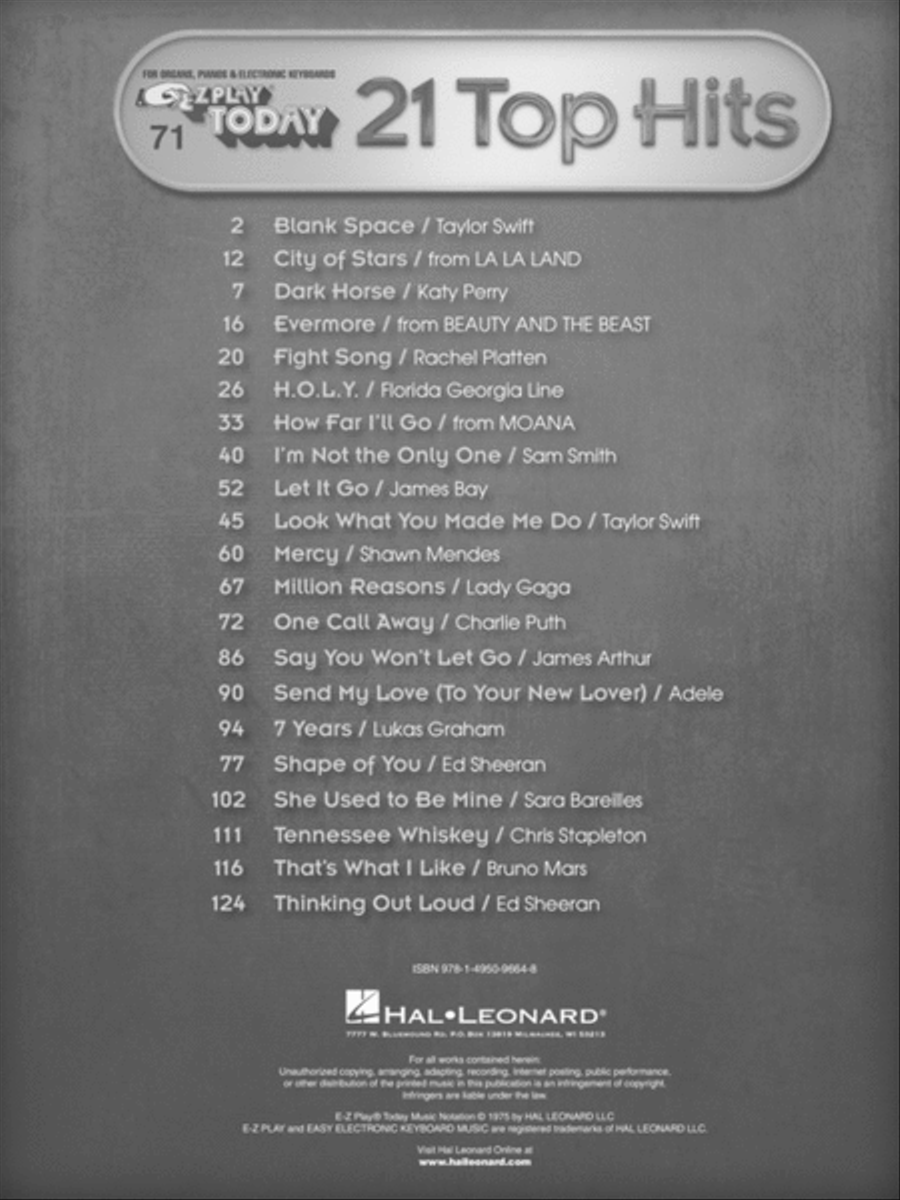 21 Top Hits Electronic Keyboard scores gallery preview page 2