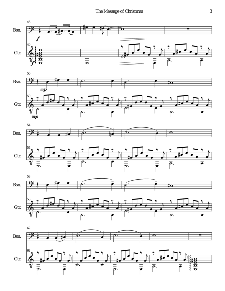 The Message of Christmas for bassoon and guitar Bassoon scores gallery preview page 3
