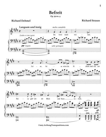 STRAUSS: Befreit, Op. 39 no. 4 (transposed to C-sharp minor)