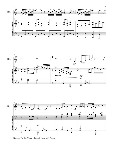 BLESSED BE THE NAME (Duet – French Horn and Piano/Score and Parts) image number null