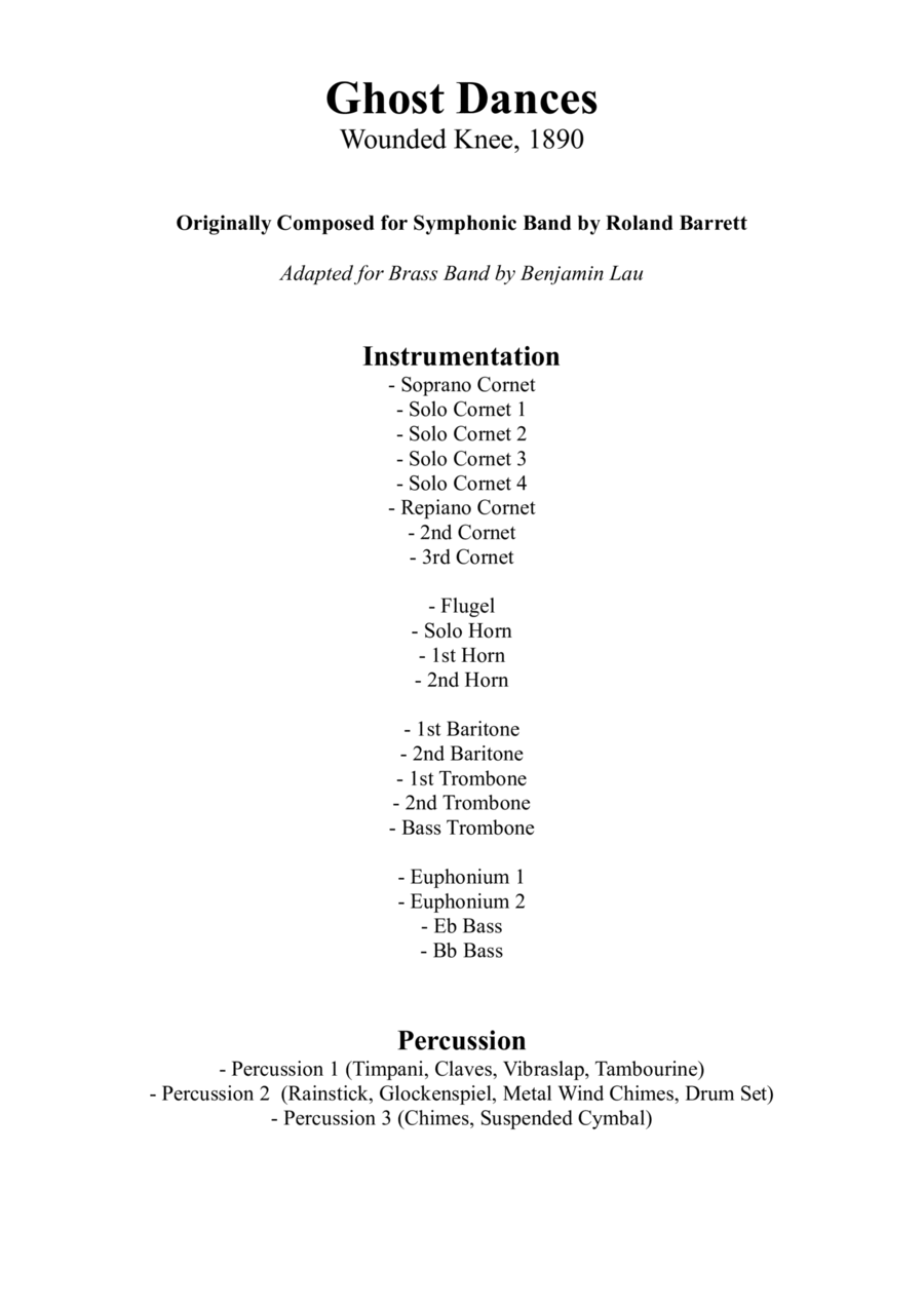 Ghost Dances (Wounded Knee, 1890) for Brass Band Brass Band scores gallery preview page 1