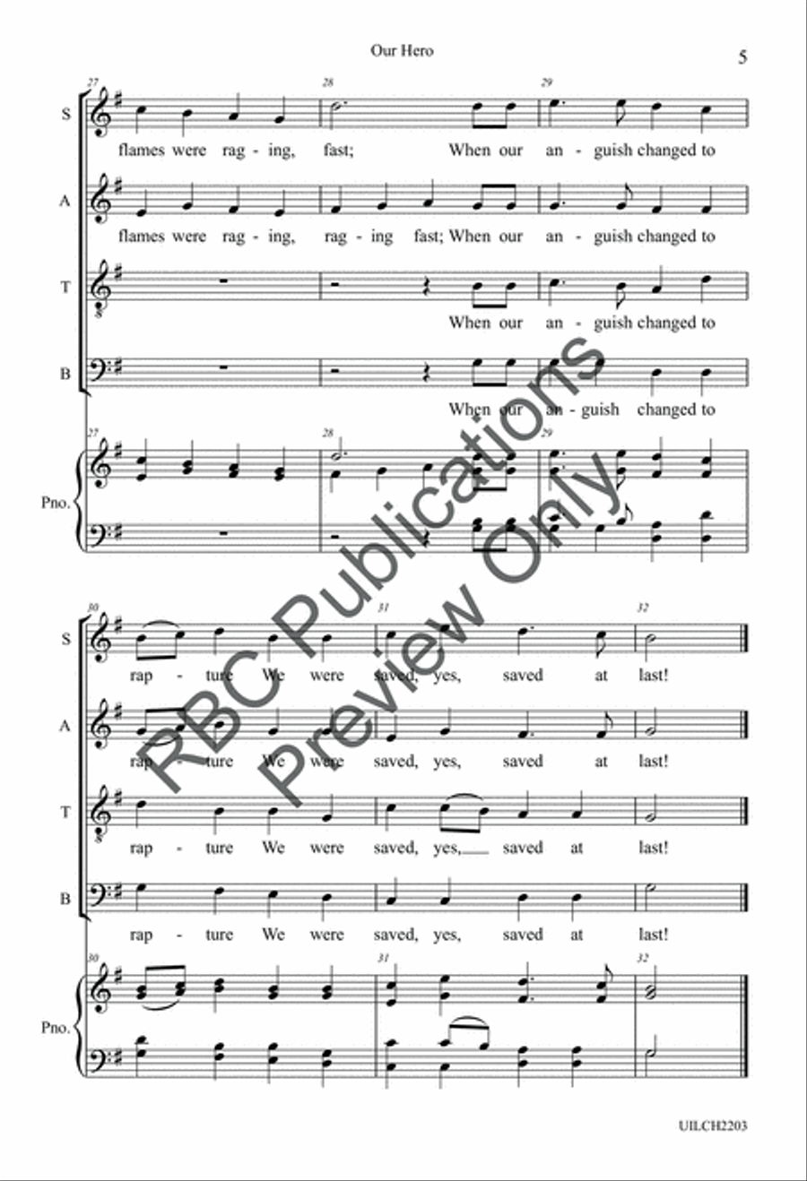 Our Hero (SATB) Our Hero (SATB) 4-Part scores gallery preview page 7