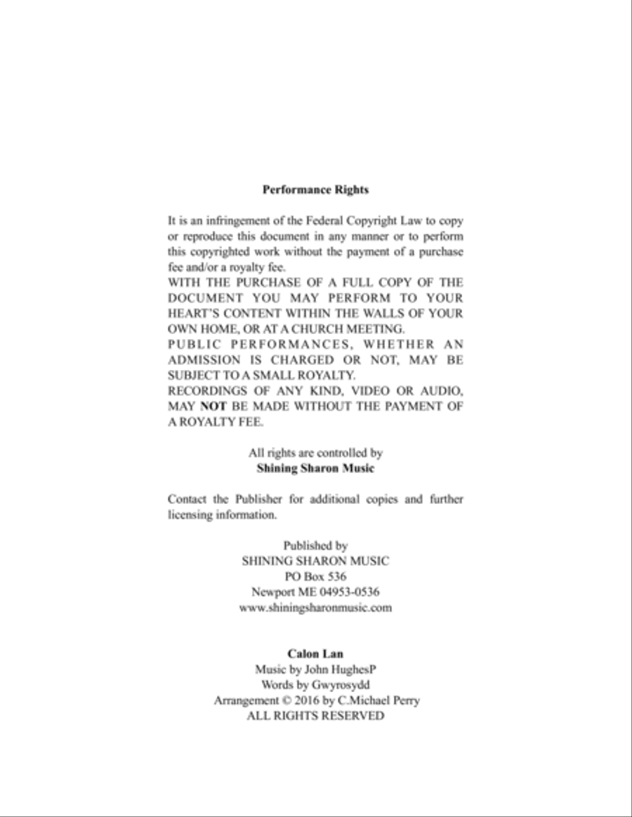 Calon Lan (A Pure Heart) Calon Lan (A Pure Heart) Voice scores gallery preview page 2