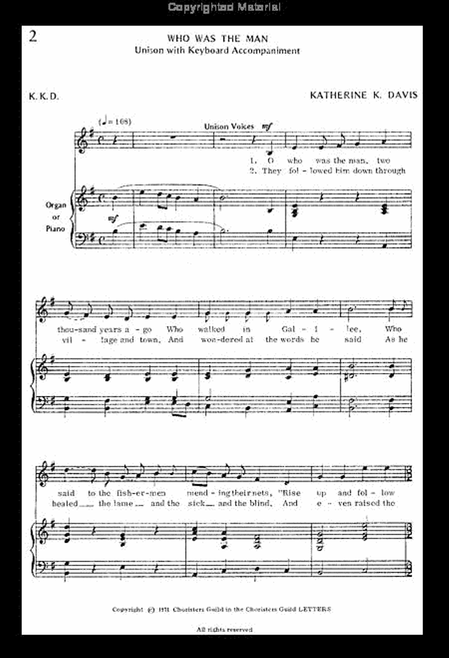 Who Was the Man (Unison/Two-part) Unison Choir scores gallery preview page 2