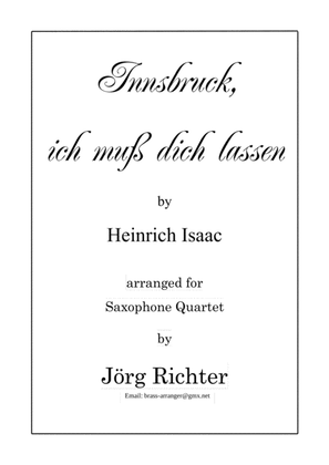 Innsbruck ich muss dich lassen for Saxophone Quartet