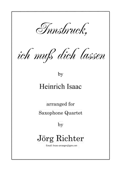 Innsbruck ich muss dich lassen for Saxophone Quartet image number null