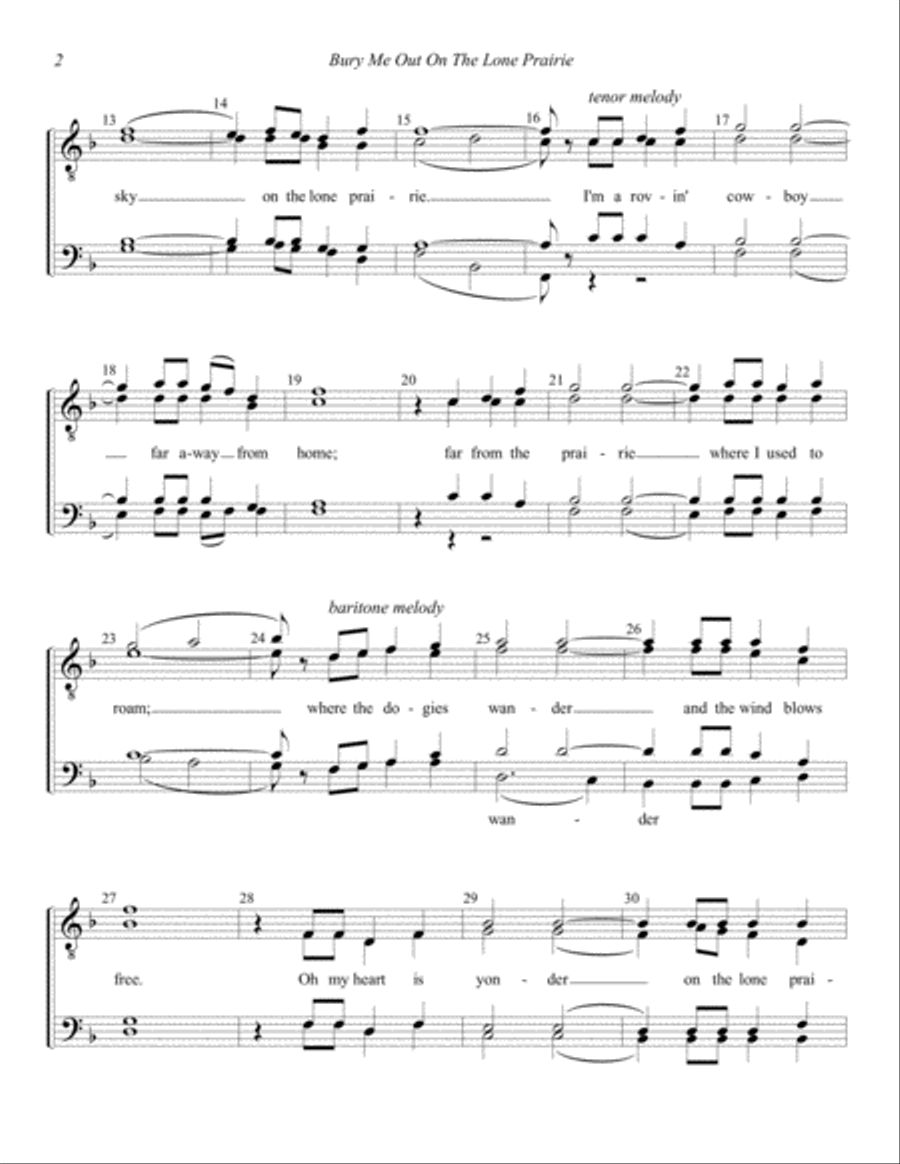 Bury Me Out On The Lone Prairie TTBB scores gallery preview page 2