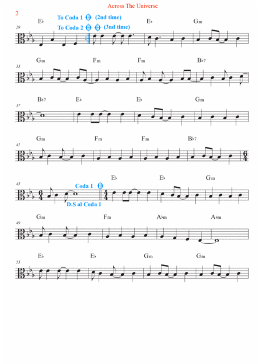 Across The Universe Viola Solo scores gallery preview page 2