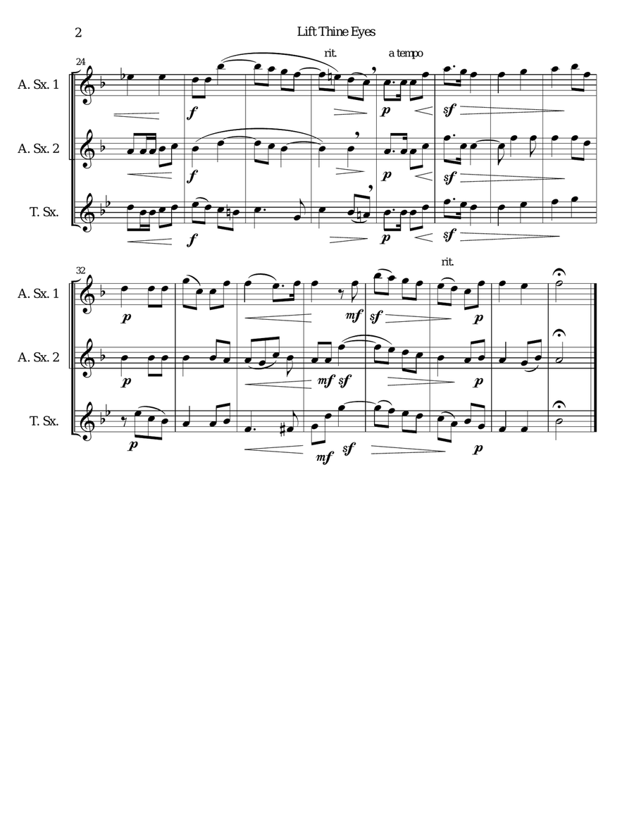 Lift thine eyes (from Elijah) for 3 saxophones Lift thine eyes (from Elijah) for 3 saxophones Woodwind Duet scores gallery preview page 2