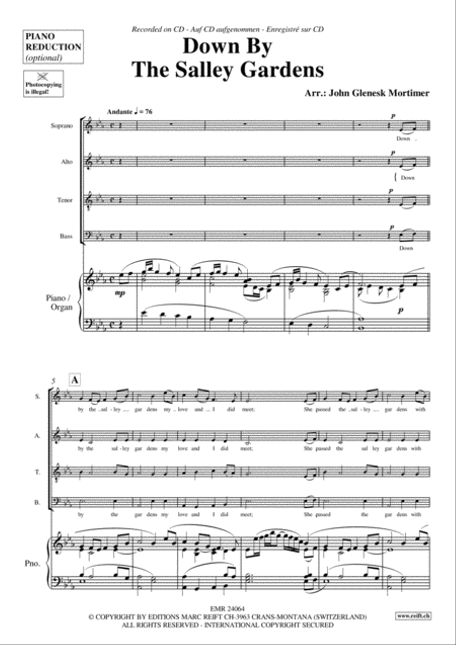 Down By The Salley Gardens 4-Part scores gallery preview page 3