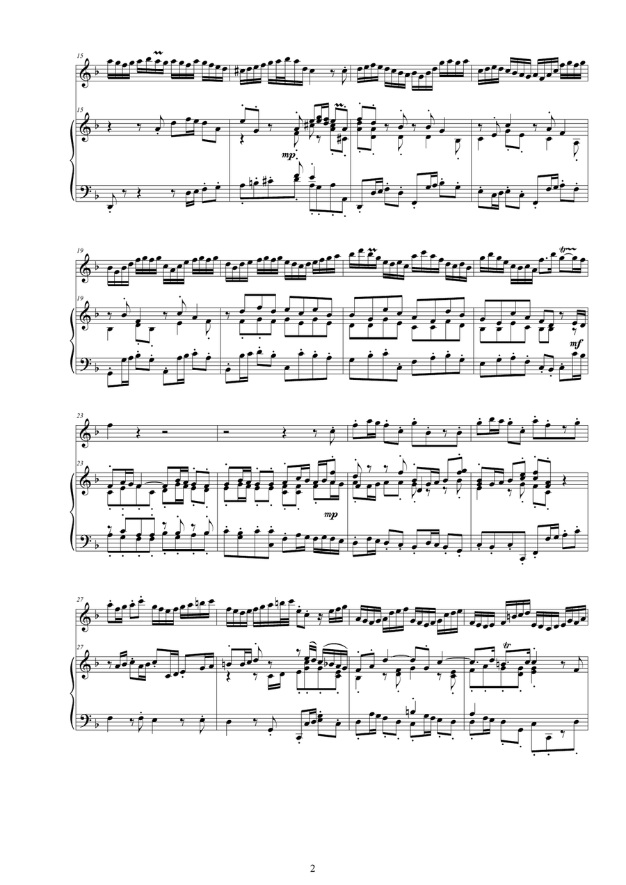 J.S.Bach - Concerto in D minor BWV 1059 for Flute and Piano Flute Solo scores gallery preview page 2