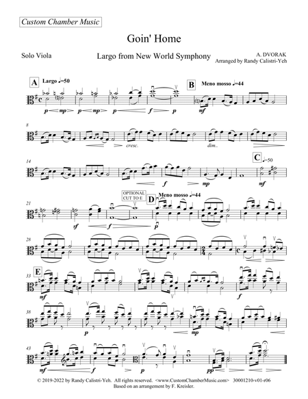 Dvorak Goin' Home (Largo from Symphony #9 "From the New World") (solo viola) image number null