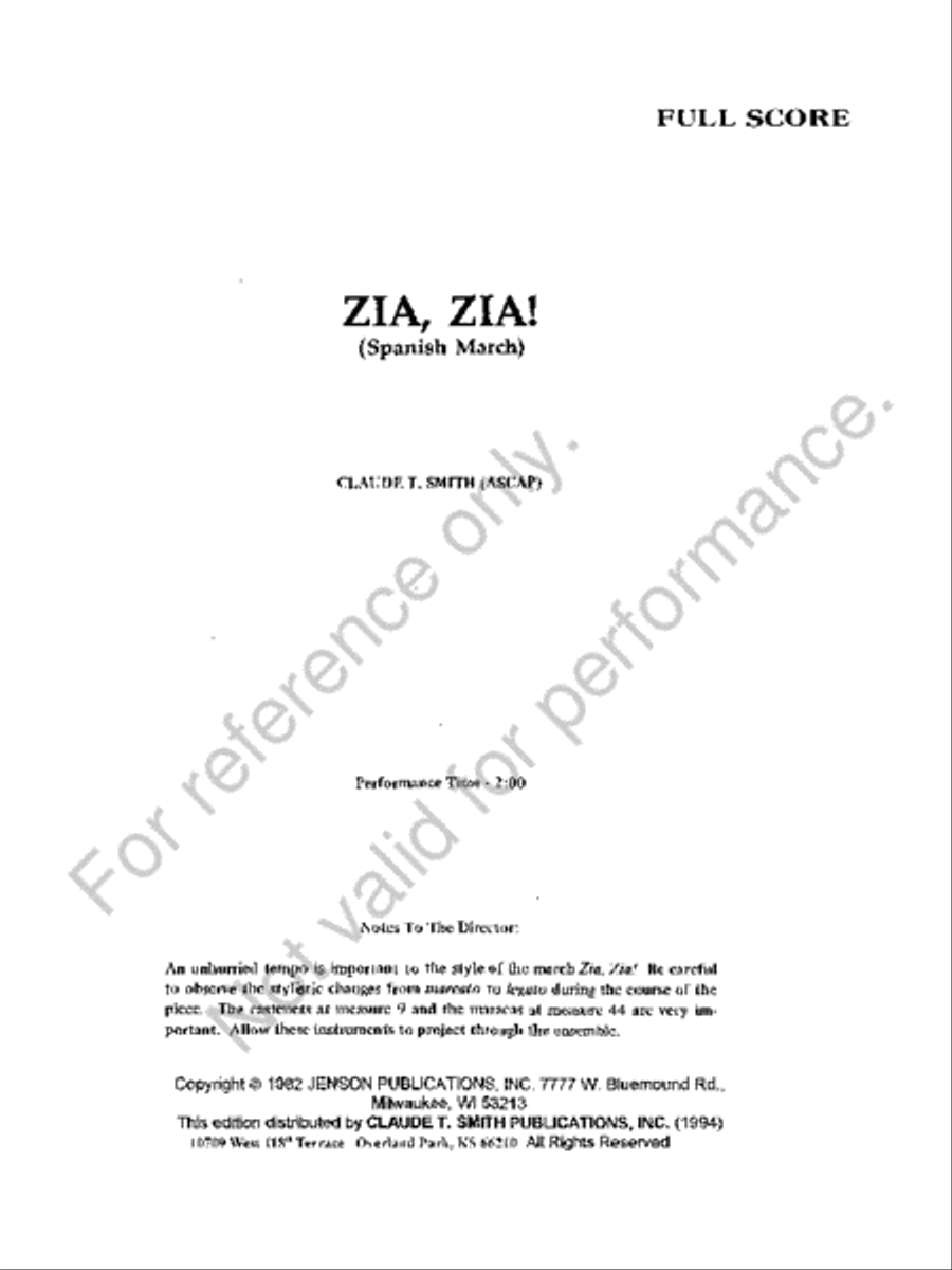 Zia, Zia! Zia, Zia! Concert Band scores gallery preview page 2