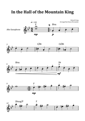 In the Hall of the Mountain King - Alto Saxophone Solo with Chord Notation