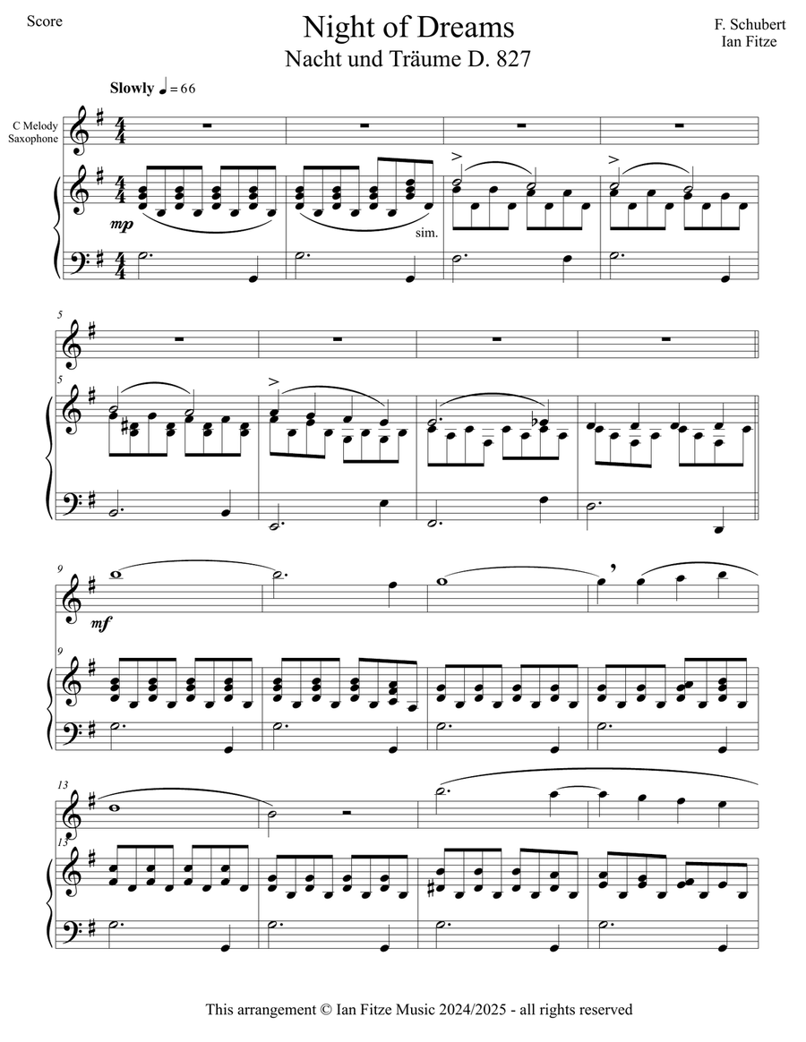 Night of Dreams (Nacht und Träume Op. 48 No. 2) Piano Method scores gallery preview page 2