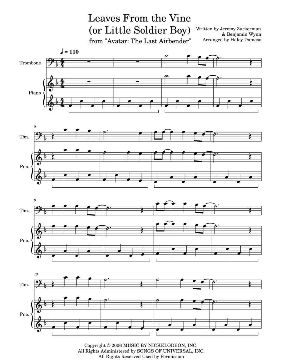 Leaves From The Vine Piano scores gallery preview page 1