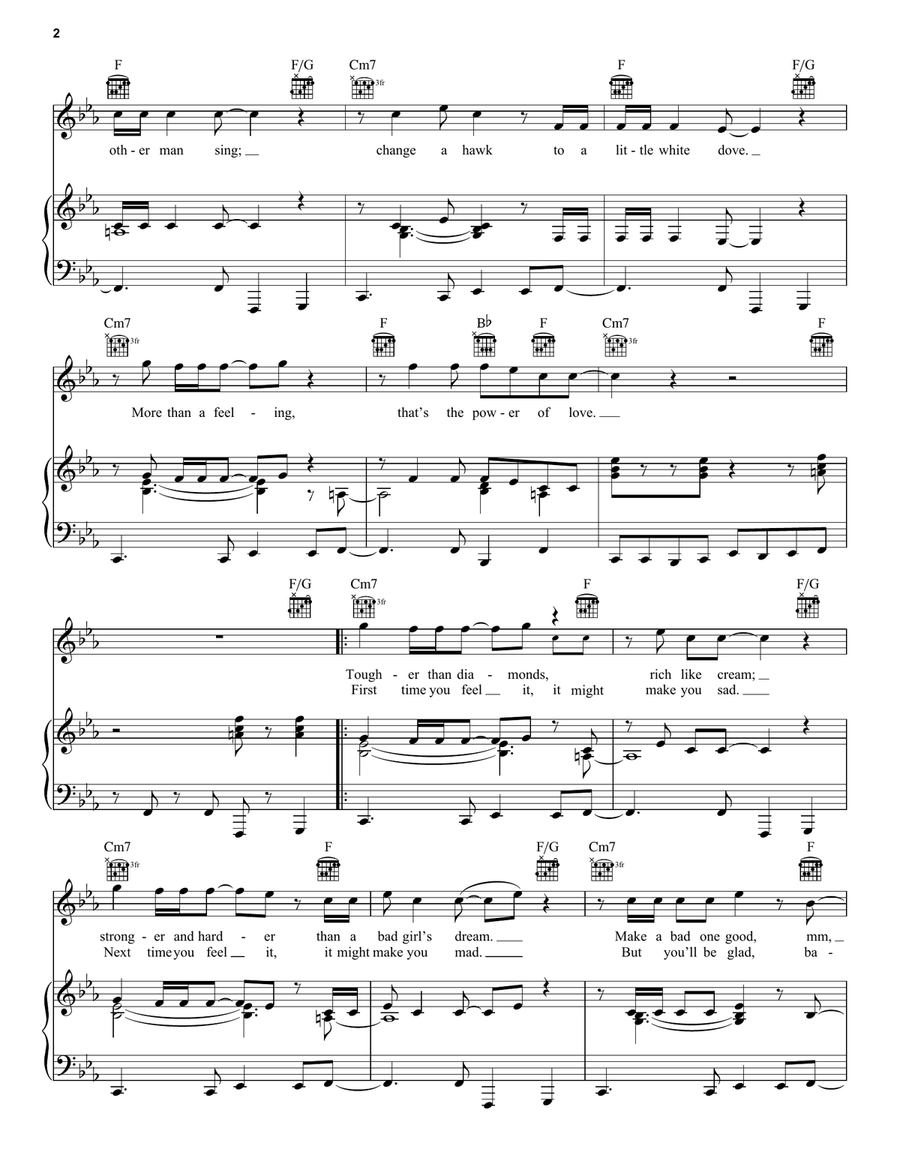 The Power Of Love Piano, Vocal, Guitar scores gallery preview page 2