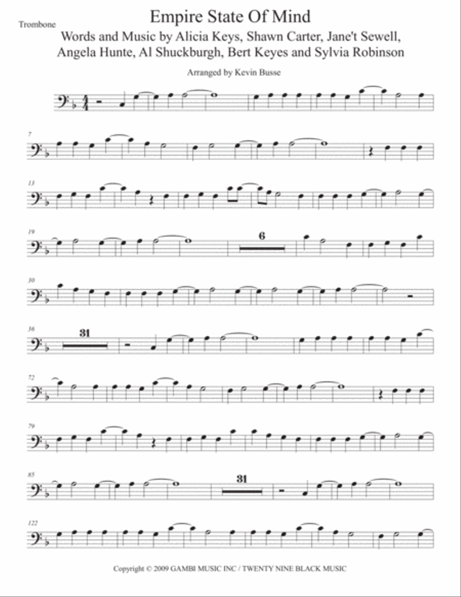 Empire State Of Mind Trombone Solo scores gallery preview page 1
