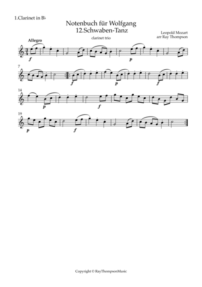 Mozart (Leopold): Notenbuch für Wolfgang (Notebook for Wolfgang) 12. Schwaben- Tanz - clarinet trio image number null