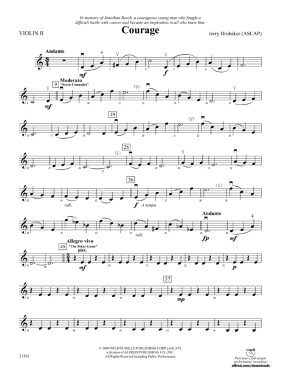 Courage: 2nd Violin Full Orchestra scores gallery preview page 1