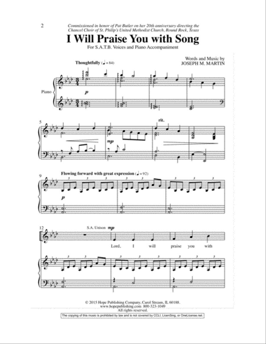 I Will Praise You with Song 4-Part scores gallery preview page 3