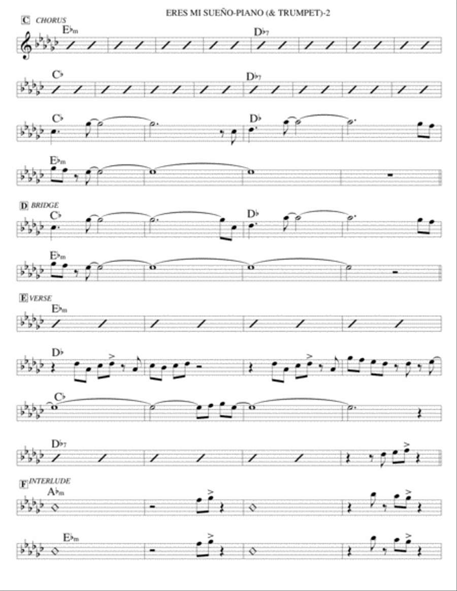 Eres Mi Sue Piano Solo scores gallery preview page 2