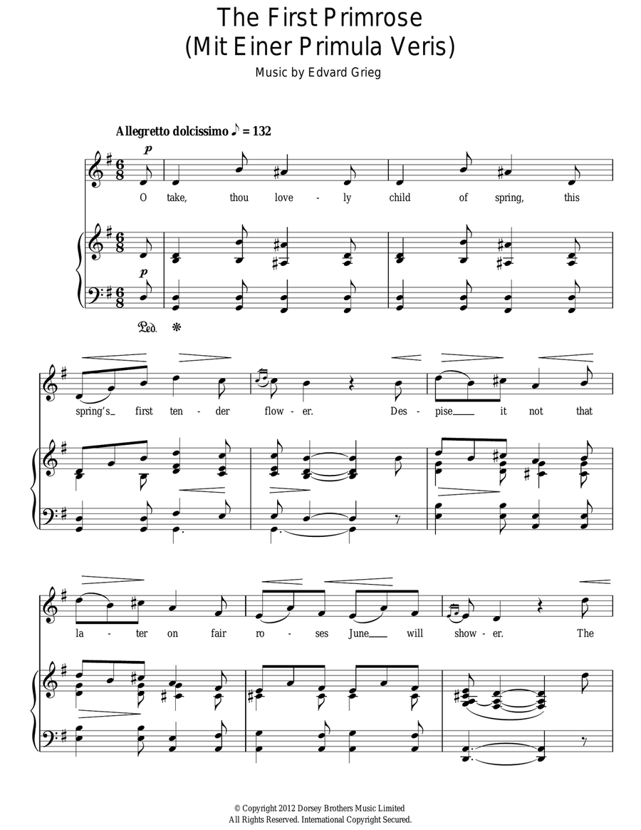 The First Primrose (Mit Einer Primula Veris) Piano, Vocal scores gallery preview page 1