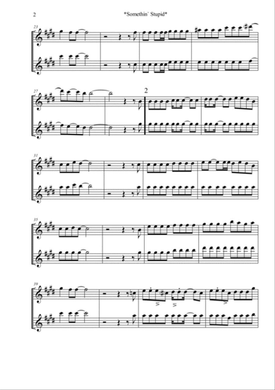 Somethin' Stupid Woodwind Duet scores gallery preview page 2