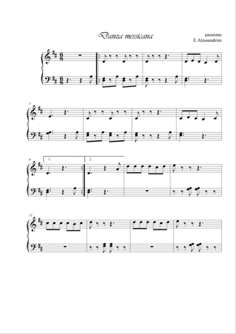 Mexican dance Mexican dance Easy Piano scores gallery preview page 1