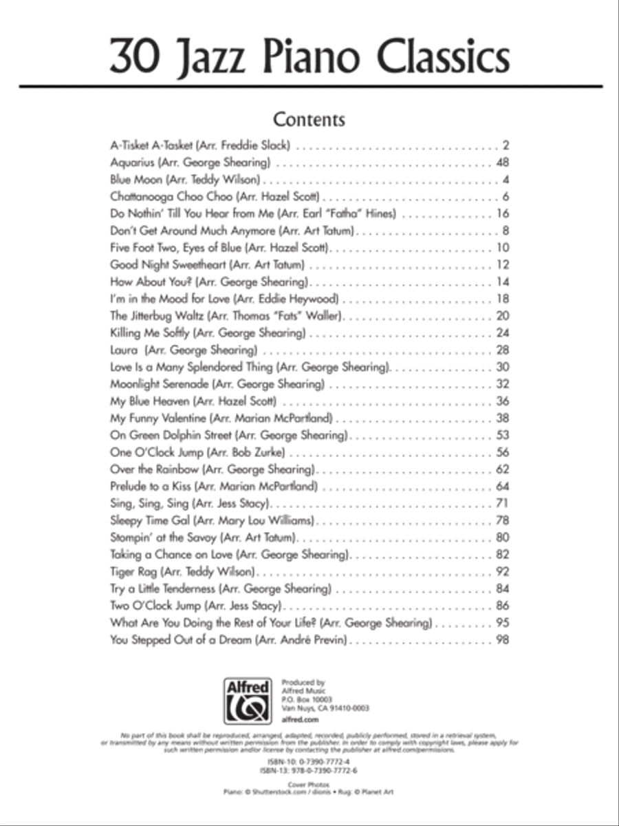 30 Jazz Piano Classics Piano Solo scores gallery preview page 2