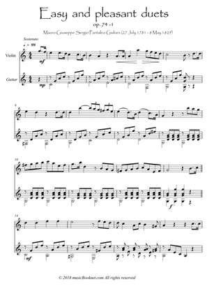 Easy Violin Guitar duets by Giuliani 74-1