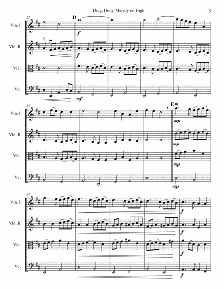 Ding, Dong, Merrily On High for string quartet or string orchestra image number null