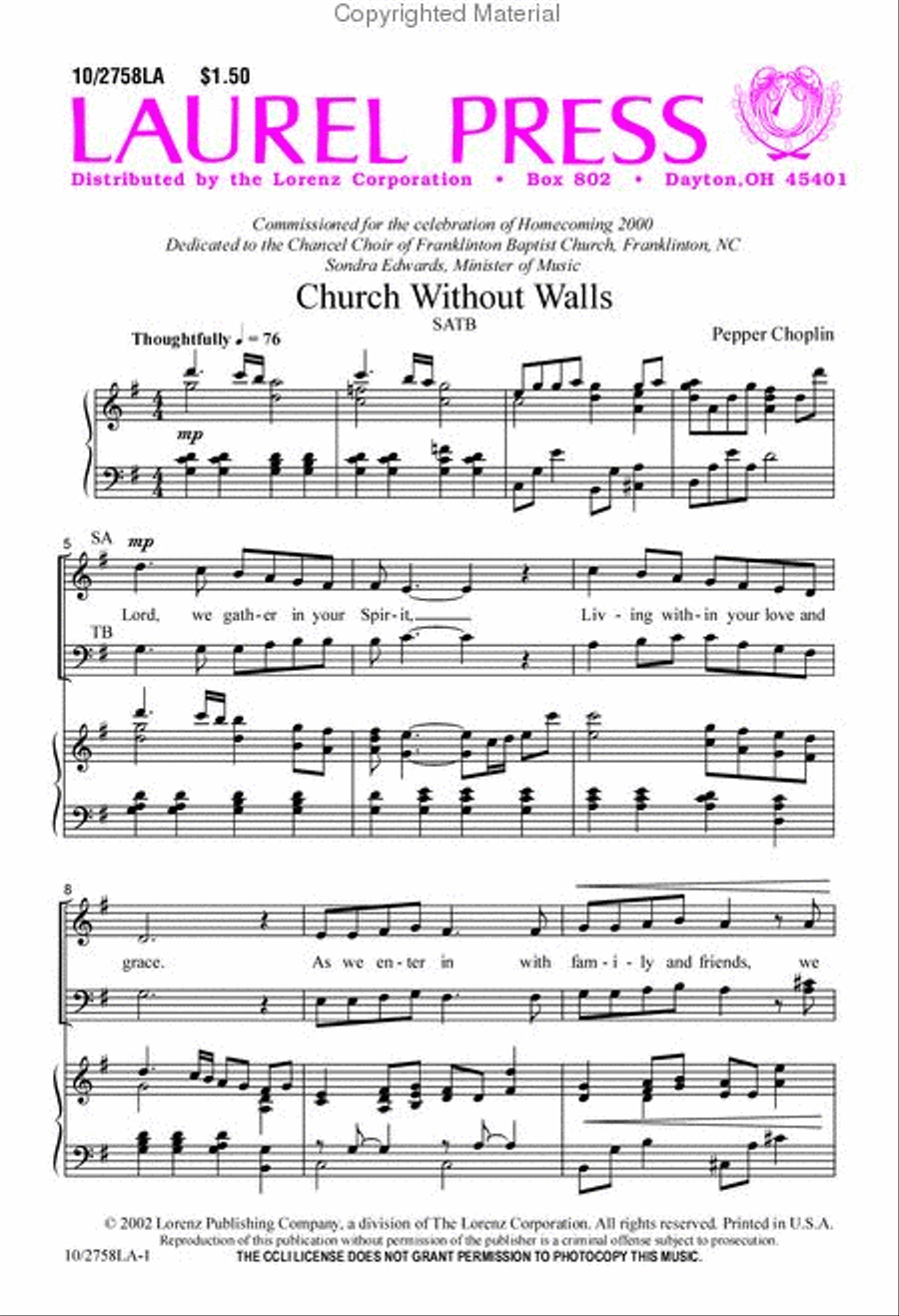 Church Without Walls 4-Part scores gallery preview page 2